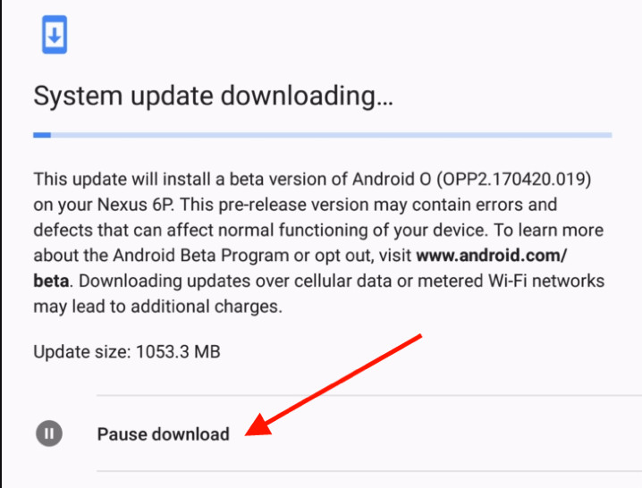 Android O 新功能   系統更新隨時暫停 