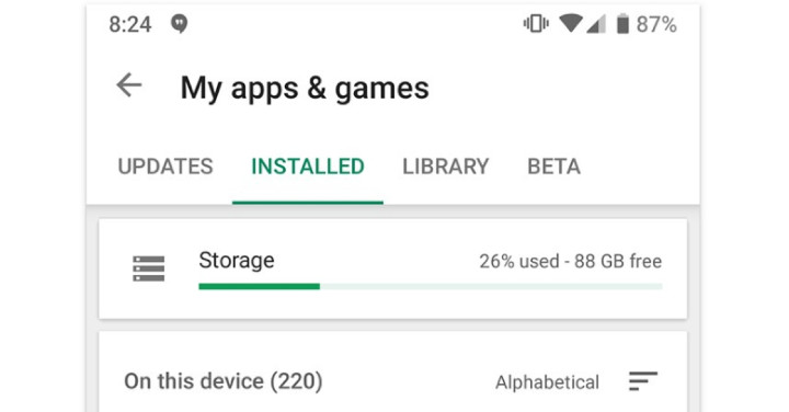 Google Play 新功能   提示手機剩餘空間