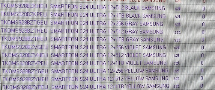 零售商出包系統畫面流出   Galaxy S24 全系列容量、機身顏色曝光