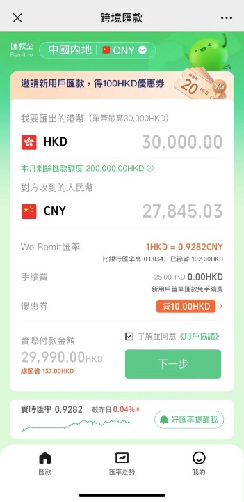 WeChat Pay HK 香港匯款至內地  單筆滿港幣6,500享0手續費.jpg